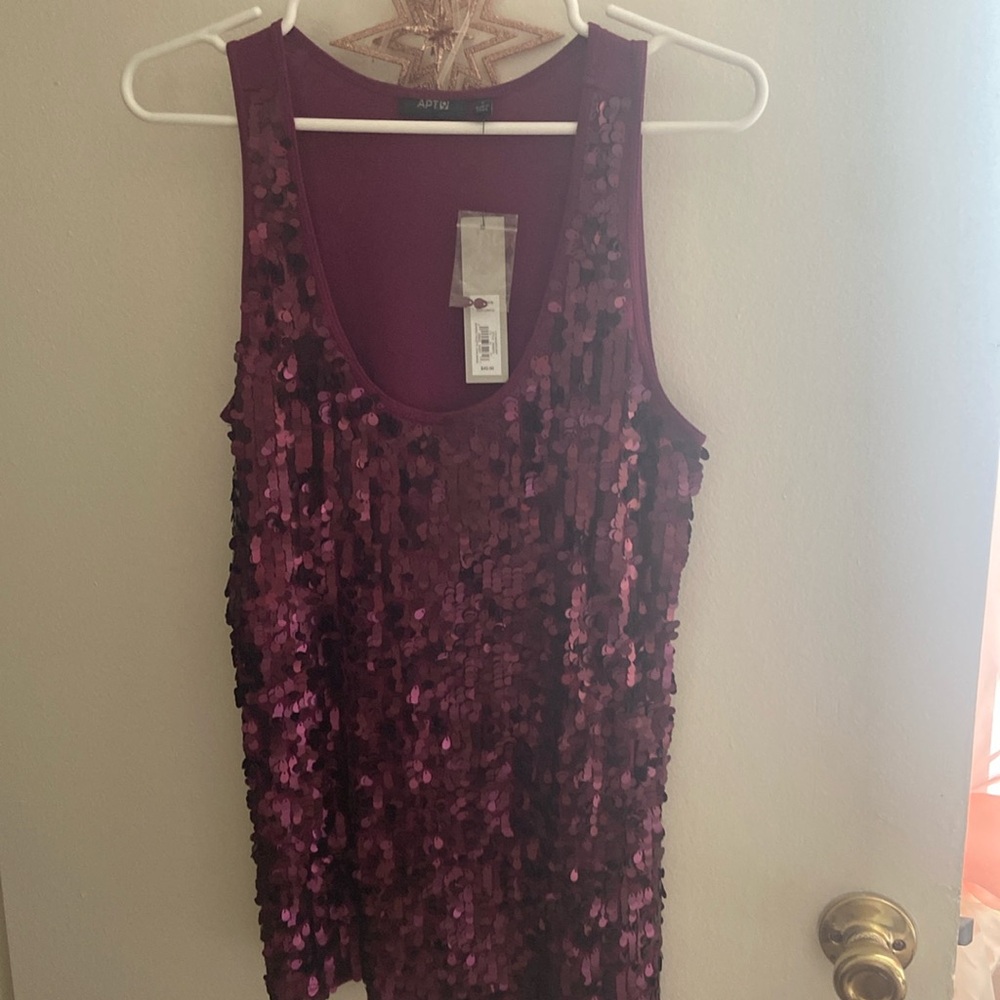Women's Apt.9 L Maroon sequined tank top with tags